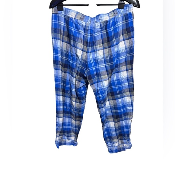 Van Winkle Pajama Set Blue White Gray Plaid Flannel L p32 - Picture 6 of 9